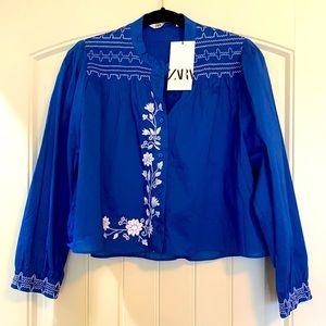 Zara crop embroidered blouse
